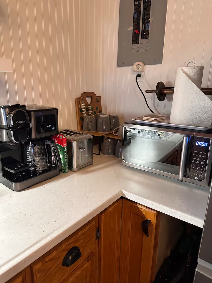 Coffee station with drip coffee maker and toaster
